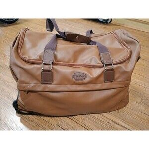 Bella Russo Brown Faux Leather Satchel Travel Rolling Duffle Bag Suitcase